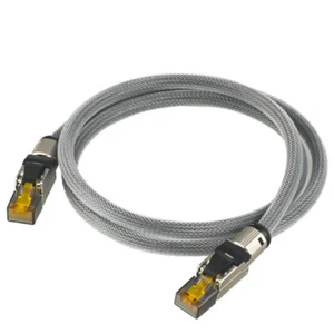 Reines Silber Cat 8 Ethernet-Kabel 40 Gigabit 2000 MH RJ-45-Patchkabel - Picture 1 of 13