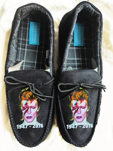 David Bowie Mens Slippers high quality ziggy stardust black moccasin - Picture 1 of 1