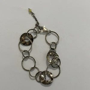 Silpada Sterling Silver Hammered Circle Paper Chain Retired Bracelet 7.5-8" —(O) - Picture 1 of 6