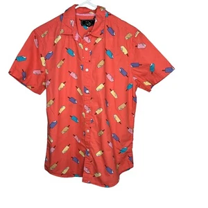 21Mens Button Front Popsicle Casual Shirt Size Small Orange Pink S/S - Picture 1 of 5