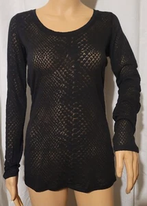 Camisa Top Express Negra Transparente Elástica Manga Larga PullOver Med - Imagen 1 de 4