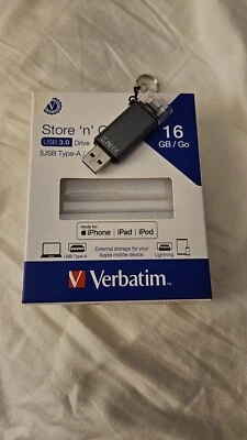 Unidad Flash USB Verbatim 16 GB Store'n' Go Doble USB Apple Foto 1 de 2