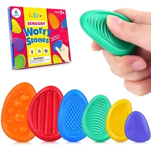 Fidget Toys Sensory Stone for Kids: 6 Pack Textured Soft Worry Stone for Auti... - Picture 1 of 2