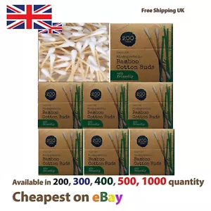 Bamboo Cotton Buds Wood Natural Biodegradable Eco Friendly Swabs Ear Buds - Picture 1 of 12