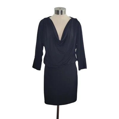 NUEVO Vestido para mujer Laundry by Design negro drapeado cuello manga 3/4 talla 6 Foto 1 de 4