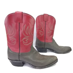 Botas Olathe Western de Colección Rojo Gris Cuero Vaquero Kansas Hechas en EE. UU. Talla 9 D - Imagen 1 de 9