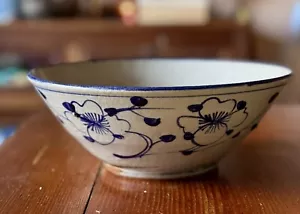 Antique Early 20thC Blue & White Taiwanese Ceramic Pottery Bowl - Picture 1 of 10
