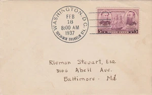 1937 3c Farragut and Porter, First day cover, SC #792, Washington DC cancel - Picture 1 of 2