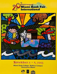 Romero Britto “20th Anniversary Miami Book Fair International” Poster * NEW * - Picture 1 of 1