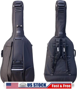 3/4Upright Double Bass Bag with Wheels Oxford Cloth String Thick Padding Gig Bag - Picture 1 of 9