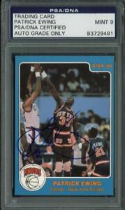 Knicks Patrick Ewing Signed Card Star '86 Rc Auto Graded 9 PSA/DNA Slabbed