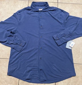 Johnnie O Shirt Mens XL Blue Wake Surfside Pique Polo Beach Surf Skate Stretch - Picture 1 of 9