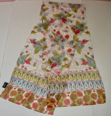 Bufanda de Seda Cejón Larga Rectángulo Floral Ligera Floral Foto 1 de 4