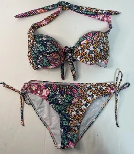 Costume da bagno bikini 2 pezzi donna medio multicolore ferretto top cravatta - Foto 1 di 7