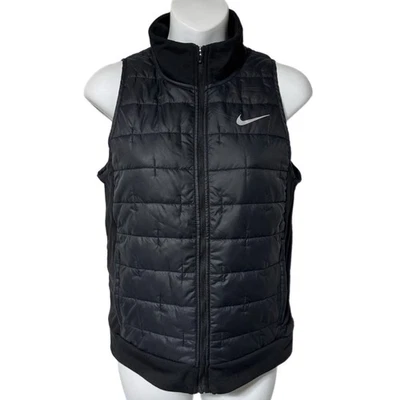 Chaleco acolchado Nike Therma Fit para correr pequeño negro entrenamiento atlético Foto 1 de 4