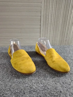 Crown Vintage Mujer D'Orsay Pisos 8.5 Amarillo Gamuza Sin Cordones Parte Superior Baja Punta Redonda Foto 1 de 4