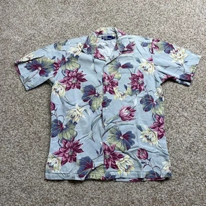 Retro Polo Ralph Lauren Floral Tropical Print Button Down Short Sleeve Shirt MED - Picture 1 of 6