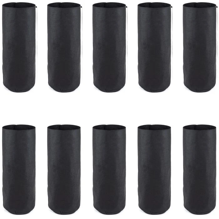 10-Pk 4-Gallon Skinny Tall Black Fabric Pot/Aeration Plant Grow Bags 8D x 18.5H - Image 1 of 1