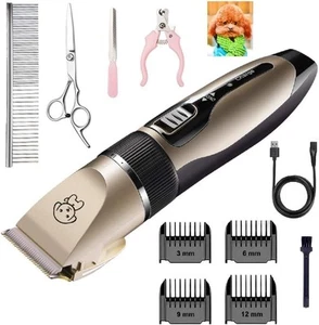 Dog Grooming Kit Pet Shaver Clippers Low Noise Rechargeable Cordless Electric - Picture 1 of 7