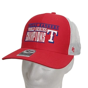 Texas Rangers 2023 World Series Champions Red Snap Back Trucker Ball Cap - Picture 1 of 12