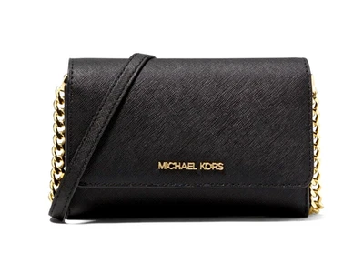 New Michael Kors Jet Set Travel Medium Phone Crossbody Saffiano Leather Black - Image 1 of 4