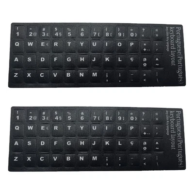 2Pcs Portuguese Keyboard Stickers Set Replacement with White Font Keyboard Skin - Image 1 of 4