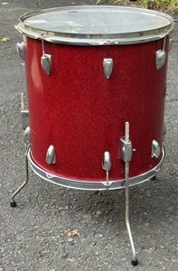Vintage Stewart Floor Tom Drum 16” Red Glitter Sparkle Japan - Picture 1 of 16