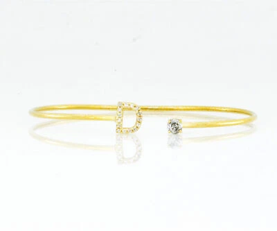 Brazalete Brazalete Oro 14Kt Letra Inicial Diamante Natural Genuino Foto 1 de 4
