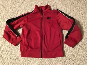 Nike Kids Track Jacket Sz 6 Red Full Zip Pockets Polyester - Picture 1 of 5