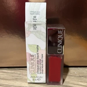 Color de labios mate líquido Clinique Pop 02 FLAME POP 0,2 oz NUEVO - Imagen 1 de 3