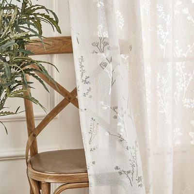 Cortina Boho Transparente 84 Pulgadas Largo Encaje Cortinas Occidentales para Sala de Estar 2 Paneles Foto 1 de 4