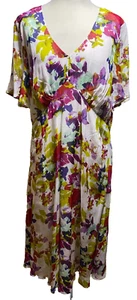 Adini viscose georgette dress lined cotton short sleeves V neck Size 2XL/L2 - Picture 1 of 3