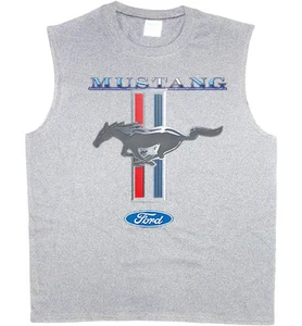 Men's sleeveless t-shirt Ford Mustang pony tri bar muscle tee tank top tshirt - Picture 1 of 1