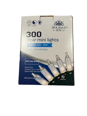 300 Count Christmas Mini Lights Clear Bulb Indoor & Outdoor Xmas Green Wire 32Ft - Image 1 of 2