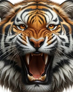Snarling Tiger Wall Art Print 8x10 Unframed Wild Animal Poster Fierce Big Cat - Picture 1 of 2