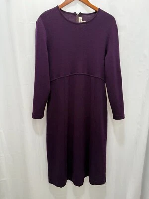 Vestido Vintage 100% Lã Merino 14/16 Petite Norm Thompson Midi Ameixa Luxo Silencioso - Imagem 1 de 4