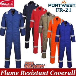 Portwest schwer entflammbarer superleichter antistatischer Arbeitskleidung Overall FR21 - Bild 1 von 18