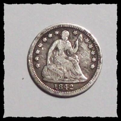 1842-O   SEATED LIBERTY HALF DIME  Better Date  VG+ / Fine  #18D40 - Image 1 of 2