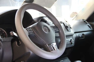 Solid Grey Soft Grip Stitch On Steering Wheel Skin Wrap Cover Water Resist - Picture 1 of 6
