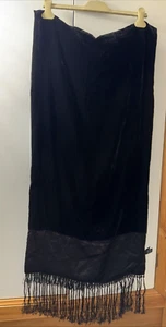 Marks & Spencers Pashmina Wrap Black Beaded Fringes Silk - Picture 1 of 15