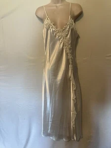 L.A. Intimates bridal white satin second skin pearl trimmed nightgown s ruffle - Picture 1 of 6