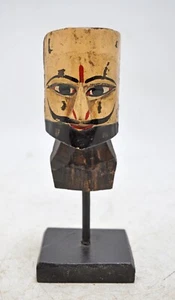 Vintage Wooden Puppet Head Bust Figurine Original Old Hand Carved Painted - Picture 1 of 7