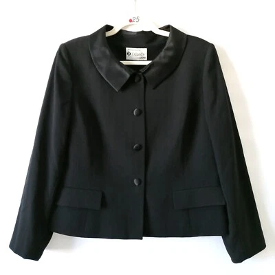 Dollard's By Kasper Womens Black Long Sleeve Collared Jacket Size 14P - Image 1 of 4