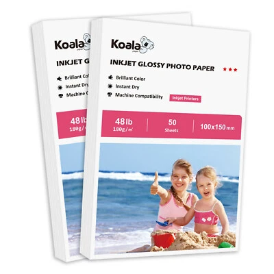 Koala Premium Glossy Photo Paper 4x6 100 Sheet 48lb for Canon Epson HP 10x15 cm - Image 1 of 4