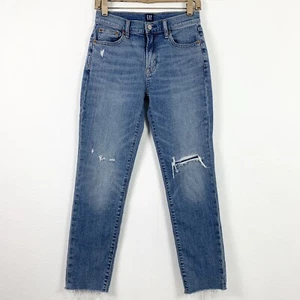 Jeans Gap Talla 00 24 Girlfriend Envejecido Borde Crudo Dobladillos Calce Ajustado Denim Lavado Ligero - Imagen 1 de 5