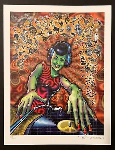 EMEK DJ Girl 2007 blotter #/200 rare signed art poster print chuck sperry - Picture 1 of 1