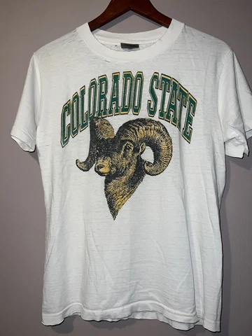 VINTAGE 1990's BEAT DOWN THIN COLORADO STATE RAMS SHIRT medium Cover
