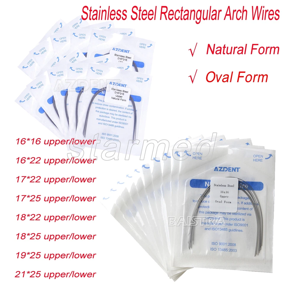 Azdent 1322401007 Stainless Steel Archwire Form Rectangular 0.017*0.025 Upper