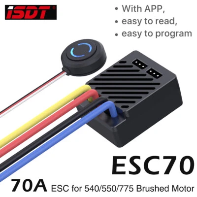 ISDT ESC70 70A ESC Regler APP Control 550 Brushed Motor für 1/8 1/10 RC Crawler - Bild 1 von 4