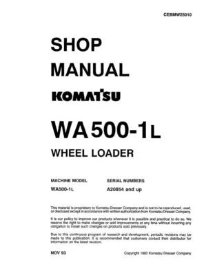 Manual de servicio de cargadora de ruedas Komatsu WA500-1L Foto 1 de 4